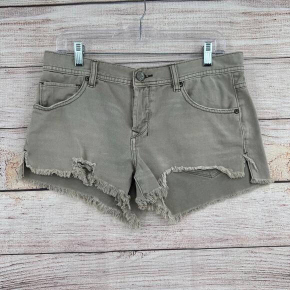 Free People Cut Off Denim Shorts Women's Size 28 Light Green/Gray - Picture 1 of 8
